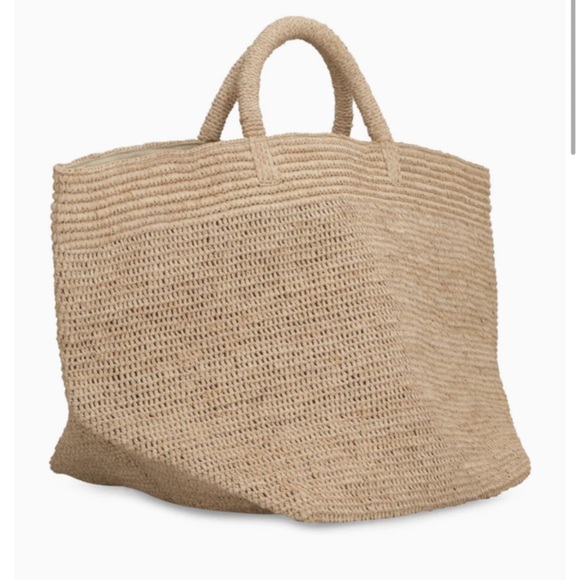 NWT IBELIV Raffia Tote Vanilla Tea Handwoven Raffia Large - Picture 6 of 12